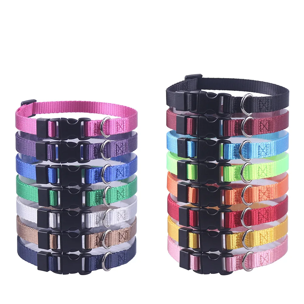 Puppy collars for small dogs Nylon Dog Collars Adjustable Classic Solid Color True Dog Collar Pet Essentials S (1.0cm*17.5~26cm)