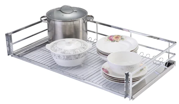 Soft close kitchen pull out dish rack