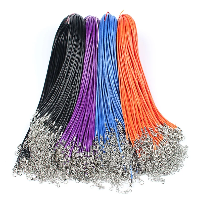 new 1.5mm Black Brown Colorful Leather Cord Adjustable Braided 45cm Rope For DIY Necklace Bracelet Jewelry