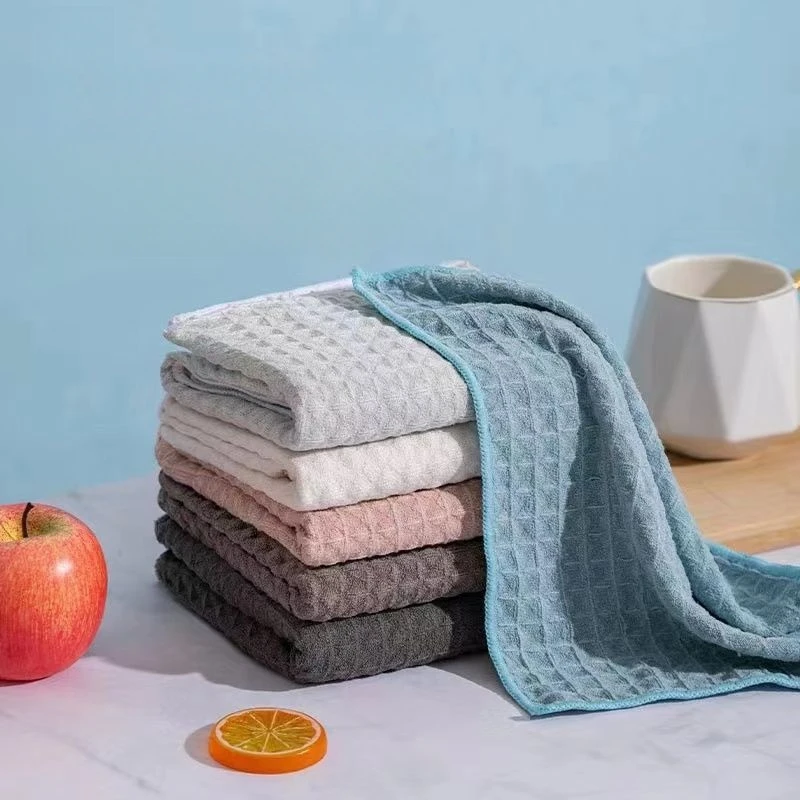 Lightweight Waffle Super Absorbent Commercial Kitchen Microfiber Cloths Cotton Rags for Dish Polishing and Dust Removal