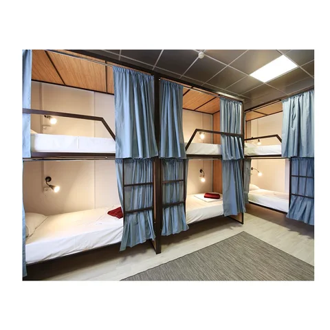 Modern Minimalist Style Iron Bunk Bed Space Capsule for Student Dormitory with Large Storage Space