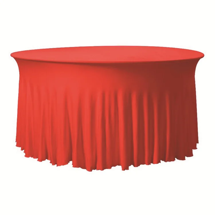 Wholesale Custom Round Table Cover Wrinkle Resistant Spandex Table Cloth With Skirt For Parties