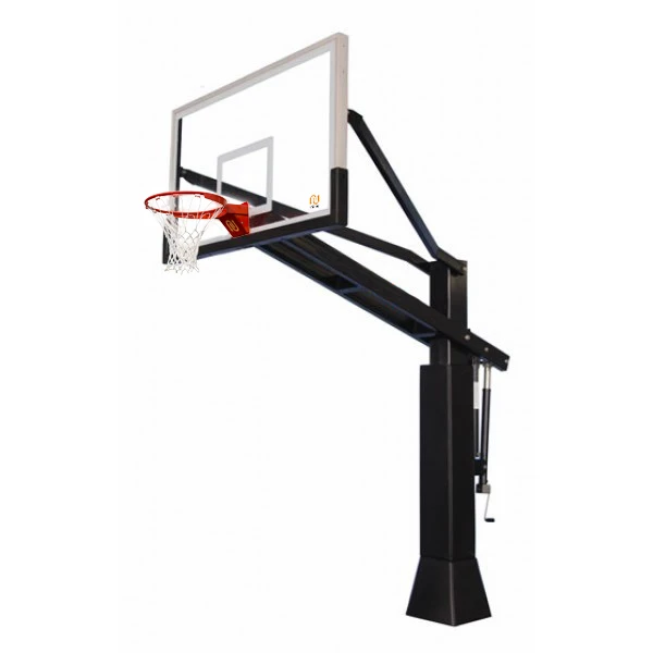 Top Sale Professional In-ground Adjustable Basketball Hoop Tempered Glass 72 Inch Black Stainless Steel Backboard Frame Material
