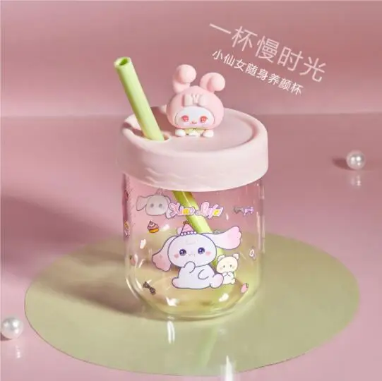 Botu 350 мл Sanrioed Kuromi моя мелодия Милая мультяшная стеклянная сказочная чашка для молока летняя воды с градуированной соломенной чашкой подарок девушке