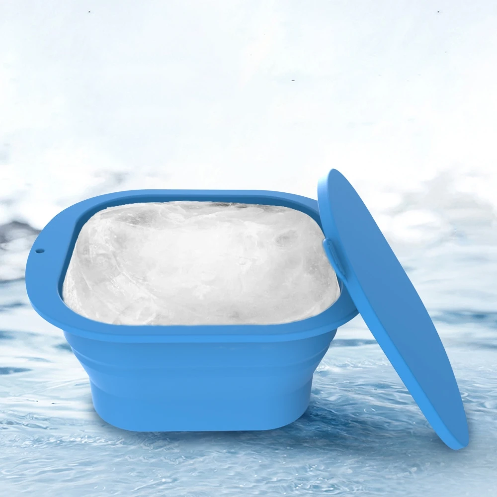 New design Collapsible 4lb 8 silicone ice mould for Baths Tub Square Extra Large Ice Block Mold