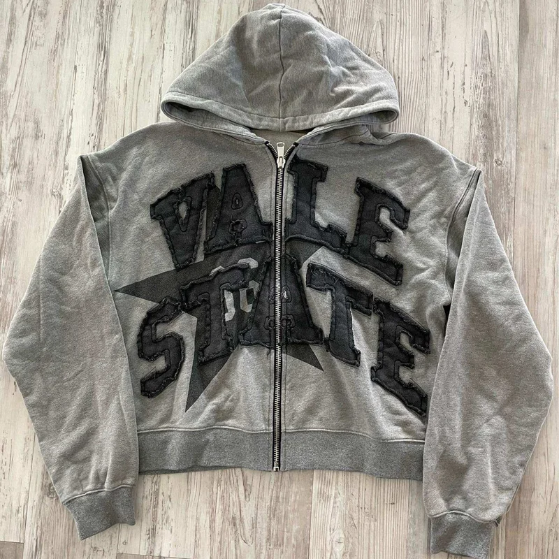 Top Quality 100%Cotton French Terry Vintage Acid Washed Custom Embroidery Patch Men Sweatshirt Oversize Hoodie