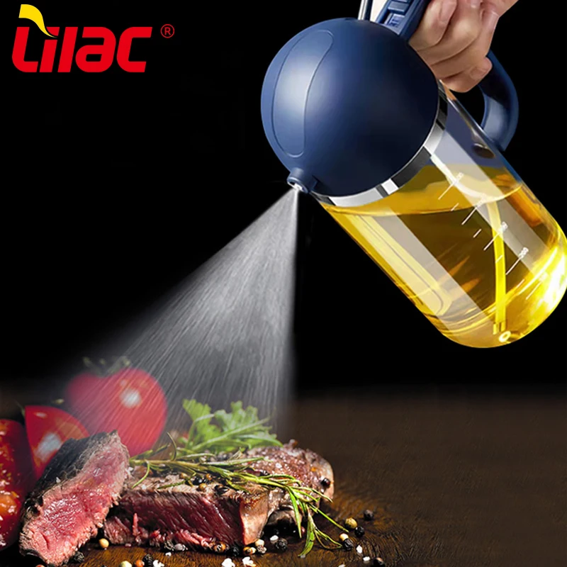Lilac BSCI SGS LFGB 600ml top automatic 2 in 1 olive oil sprayer bottle mist glass olive oil dispenser