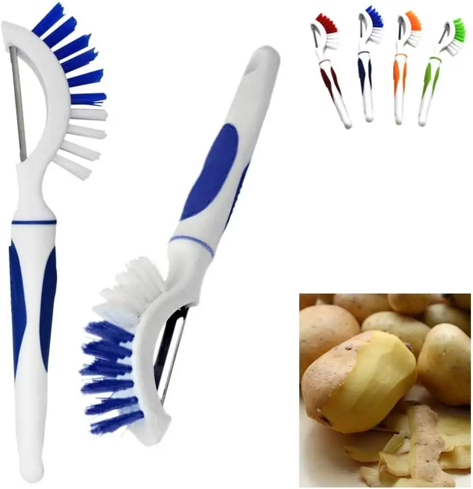 Blue Kitchen tool Fruit  Vegetable Cleaning Brush Potato Peeler