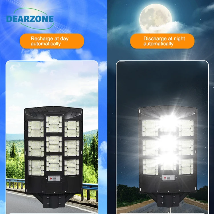 Waterproof LED Street Light 1000w 1500w 2000w 30AH  Powerful 12H Street Solar Light Street Solar Lights Outdoor Patio