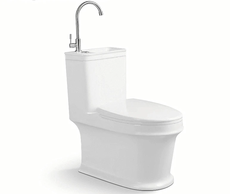 2in1 Combo Combination Toilet & Sink Together Wash Basin Bathroom Wc Space Saving Unit With Tap And Thick Closing Toilet Seat