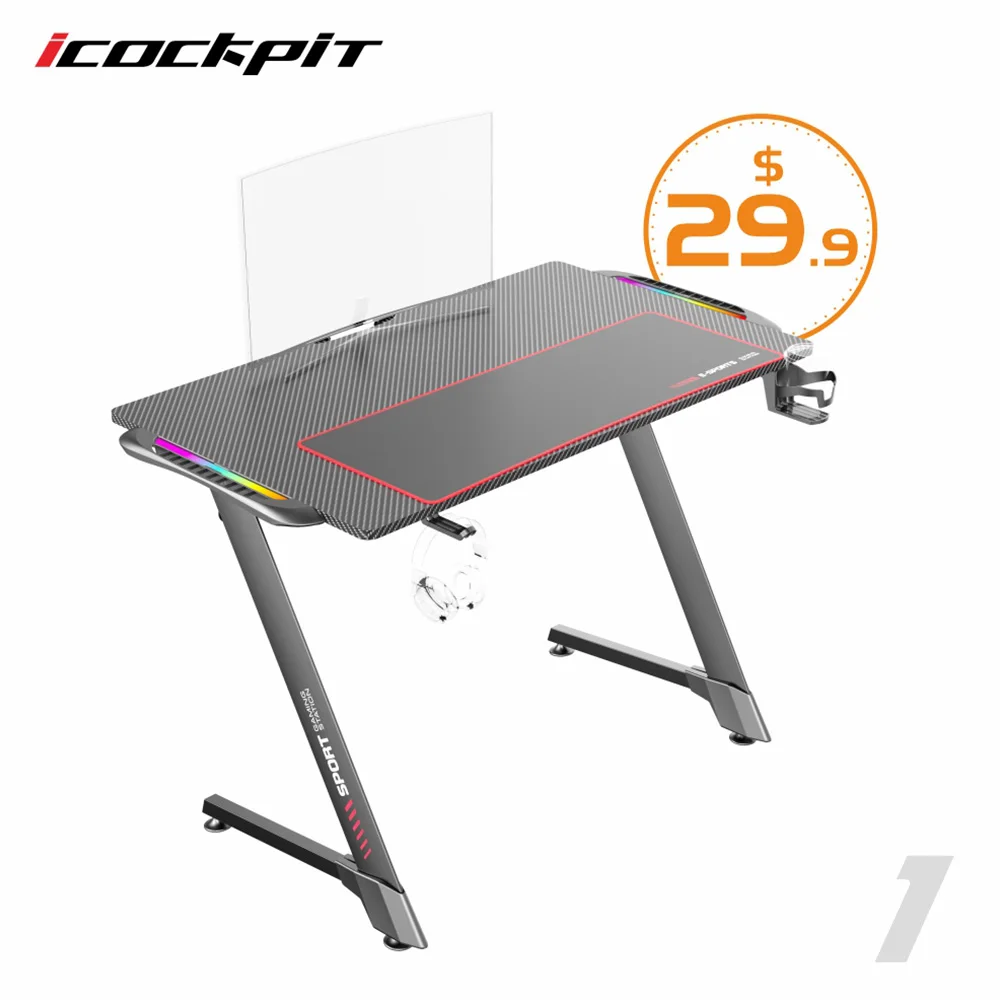 Saitu Factory Price Ergonomic Multi-Function Easy Install Z Shape Game Table Mesas Gamer Gaming Table