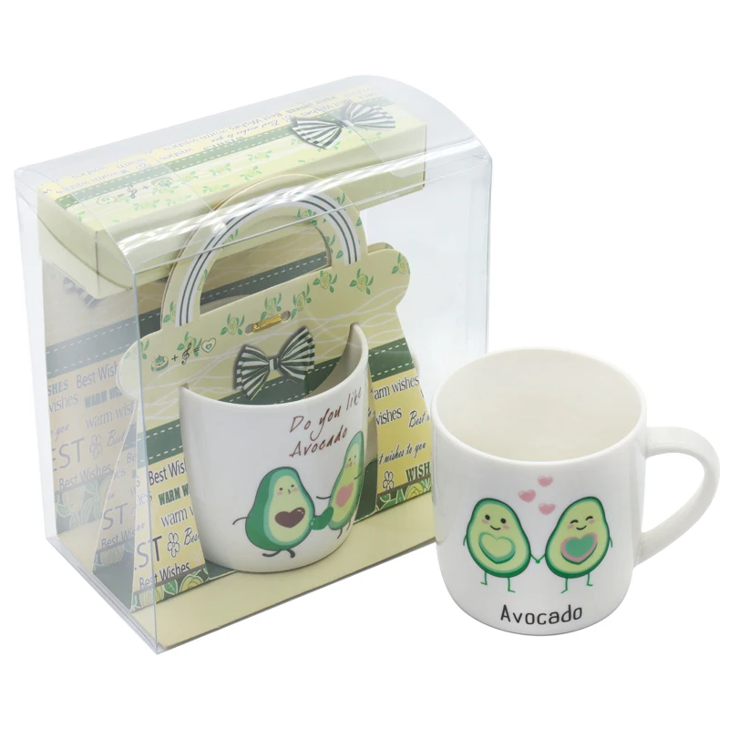 New design Gift Box High Temperature Eco Mugs Ceramic Fruit Love Avocado Mug Coffee Cups