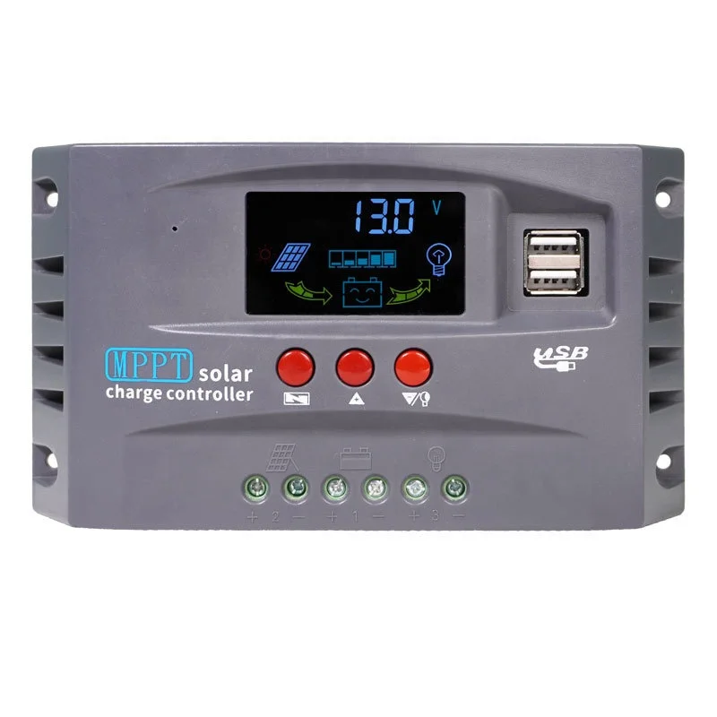 Travelling Outside 10A 20A 30A MPPT Solar Charge Controller 12V 24V Regulator LCD Display Dual USB Charging Solar Controller