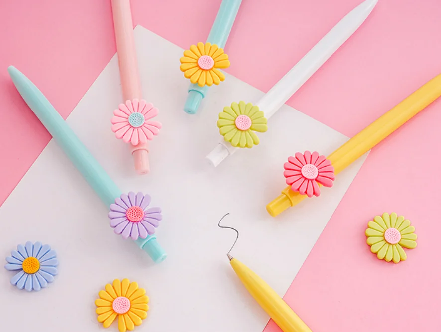 Popular Daisy Press 0.5mm Ballpoint Pen Colorful Black Gel Pen Writing Tool For Office School