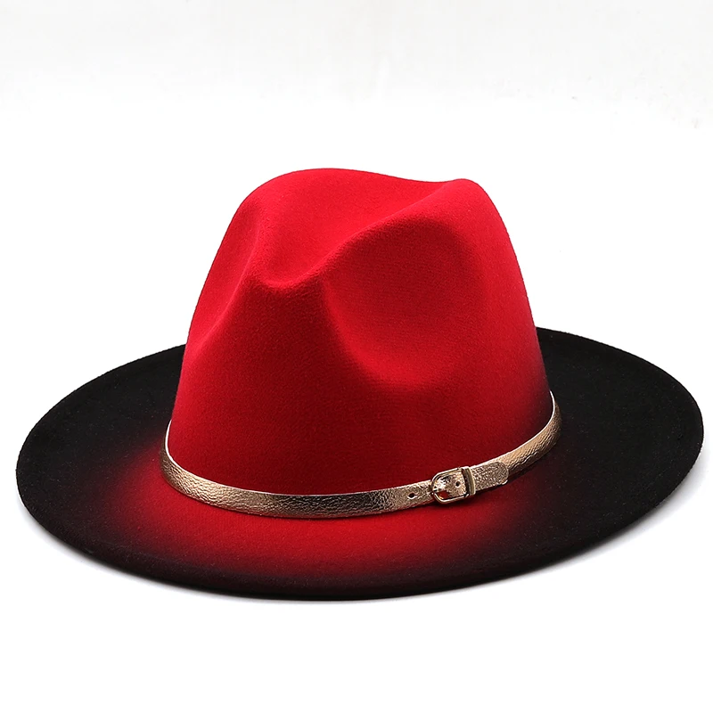 Aotemao New fashion polyester/cotton unisex wide brim felt fedora panama ladies custom womens ombre fedora hats
