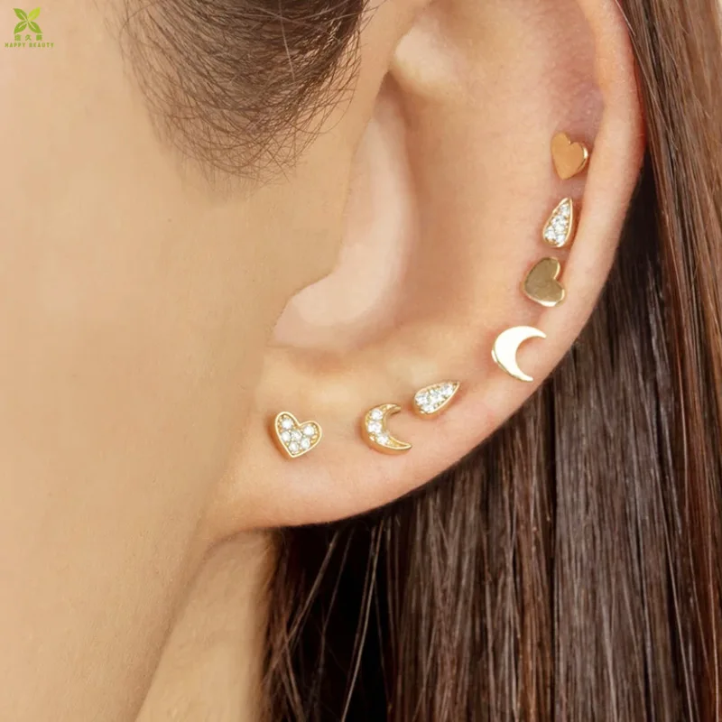 Custom Simple Style 925 Sterling Silver Minimalist Stud Earrings