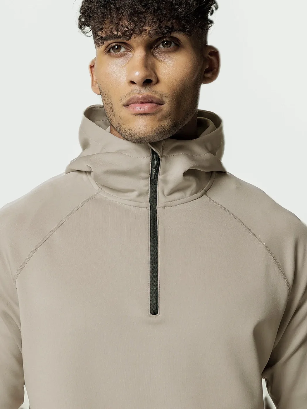 custom logo screen printing sweat wicking 4 way stretch lightweight blank thumb hole quater zip sports training hoodie for men