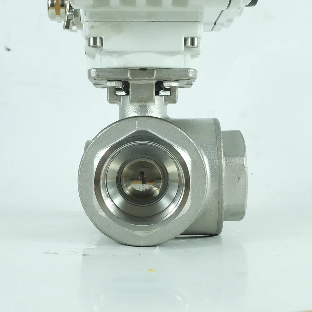 DKV OEM нержавеющая сталь Dn25 220V моторизованный работает Цапфовые 3-ходовой шаровой клапан