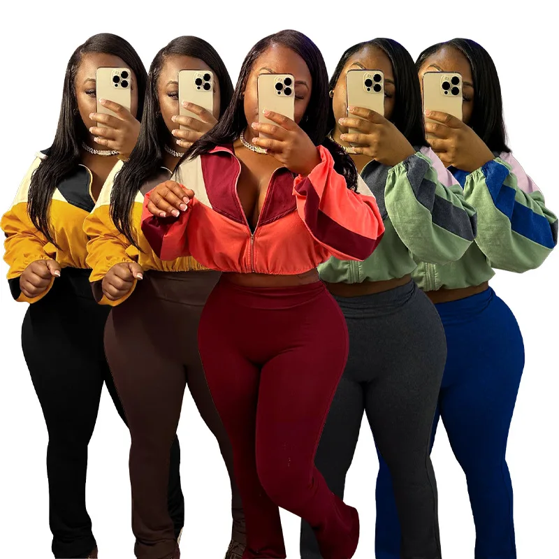 Fall 2024 Women Clothes Two Piece Tracksuits Activewear Sets Clothing 2 Piece Set Women Trending Slim Flare Yoga Pants Set