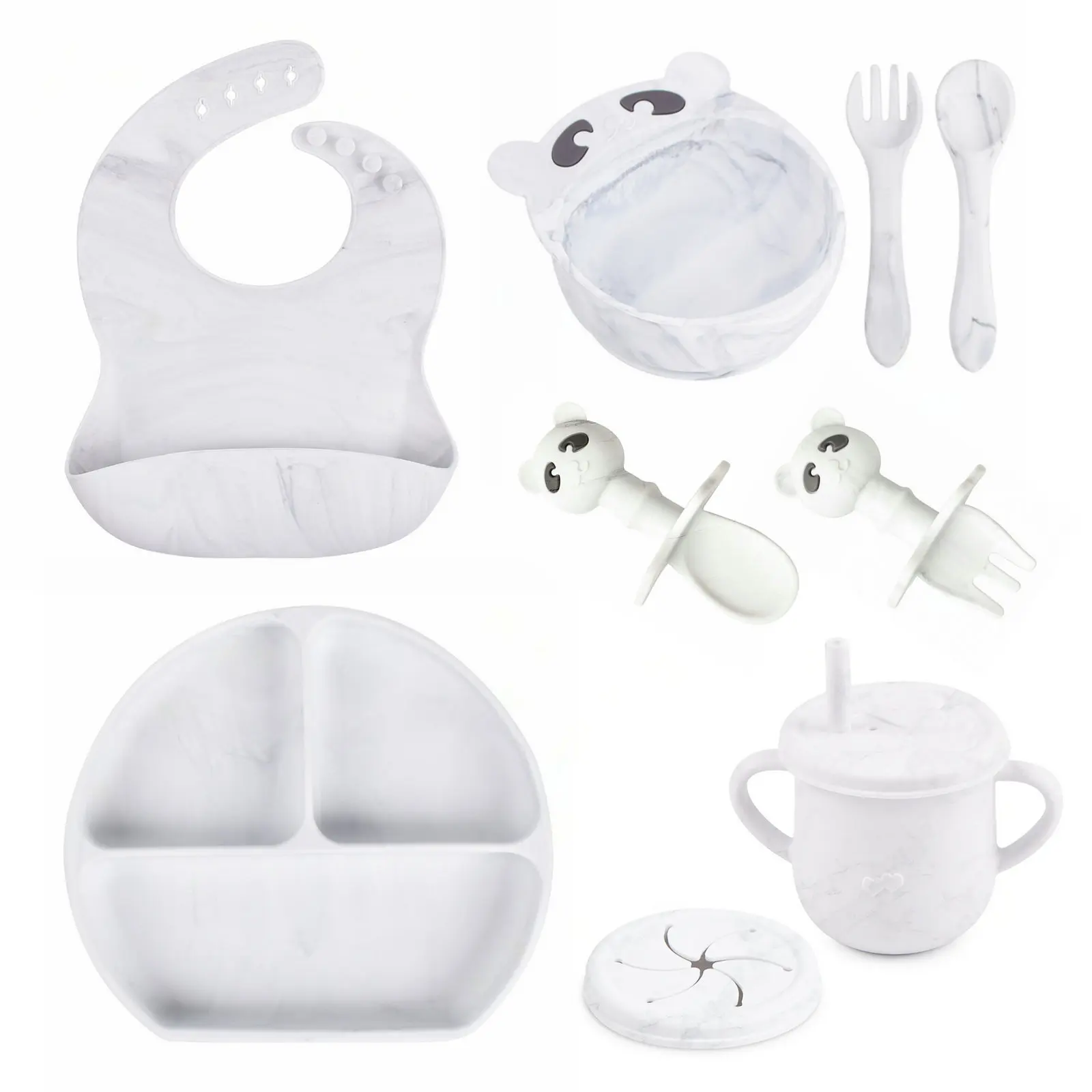 Милая миска для кормления без бисфенола А, детские нагрудники, Снэк, чашки, силиконовая присоска, чаши с ложкой и вилкой