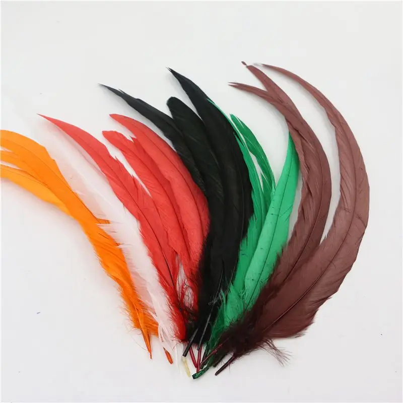 bleached and dyed rooster tail feathers for carnival costume