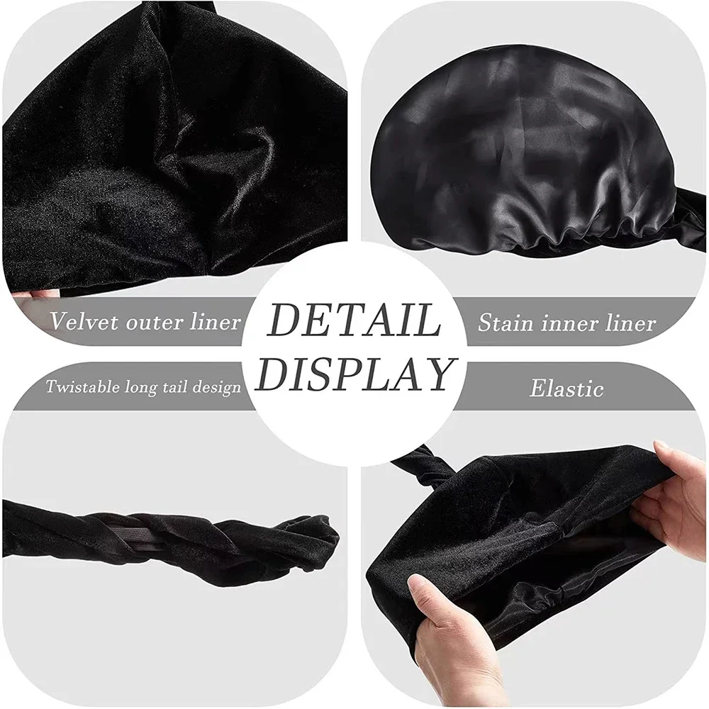 Turban Durag For Men HeadWrap Muslim Hijab Turban Men Velvet Turban Satin Lined HeadScarf Chemo Hat