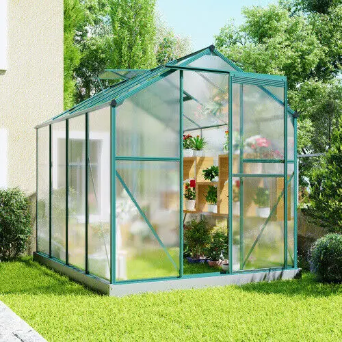 Walk-In Greenhouse Outdoor Hothouse Polycarbonate Aluminum Garden Greenhouse