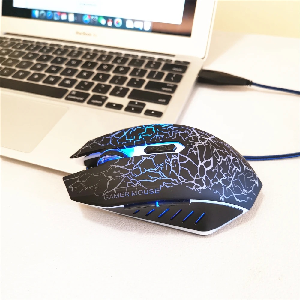 
Wired 7 Colors Breathing LED Light Up Custom 6D Gaming Mouse 