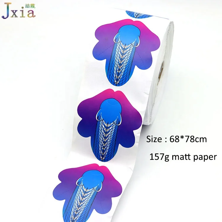 Jiexia Custom Logo Manicure Acrylic Extension Sticker UV Building Stencil 157g Paper Matt Color Nail Form