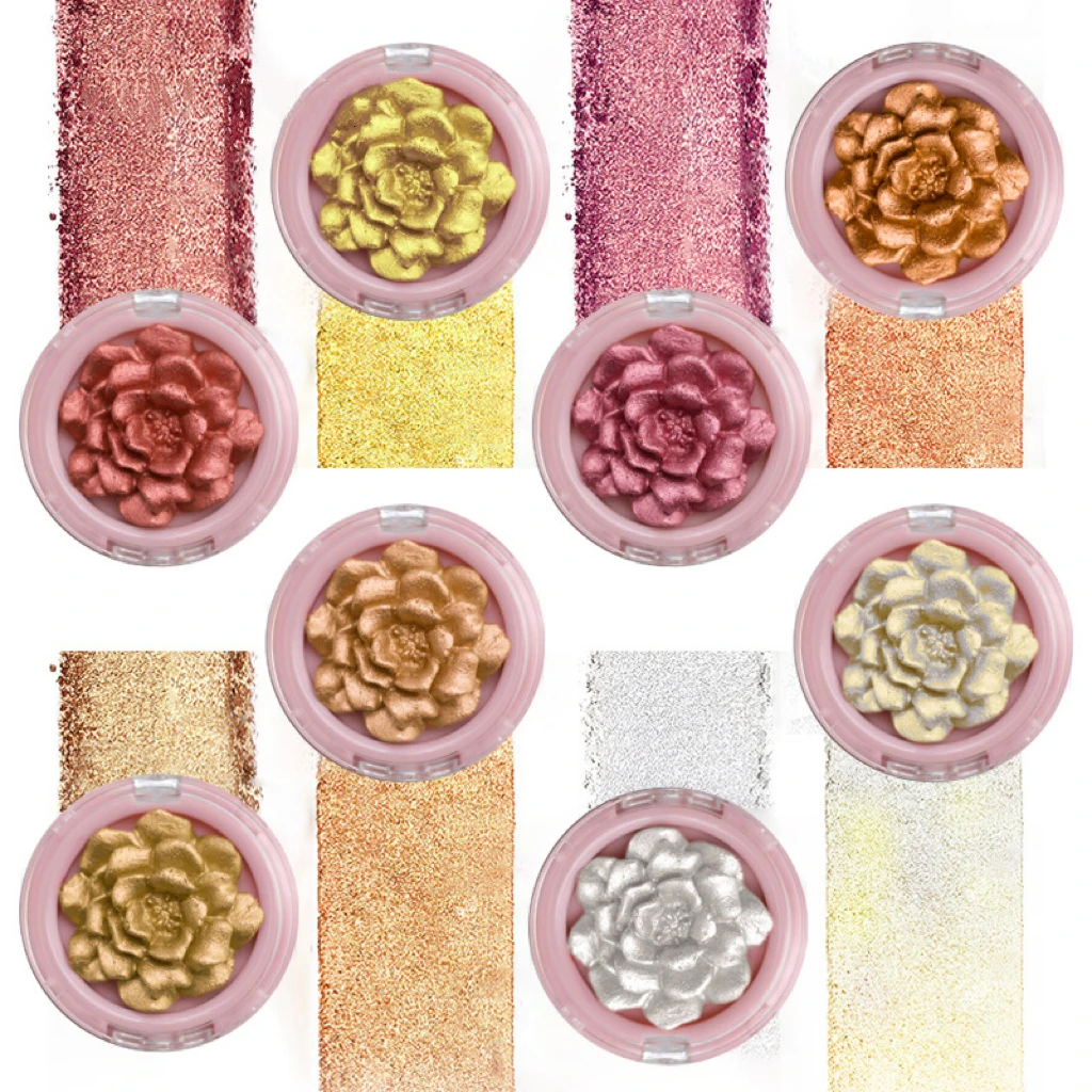 Customise your logo multichrome vegan Face 3d flower blush highlighter makeup