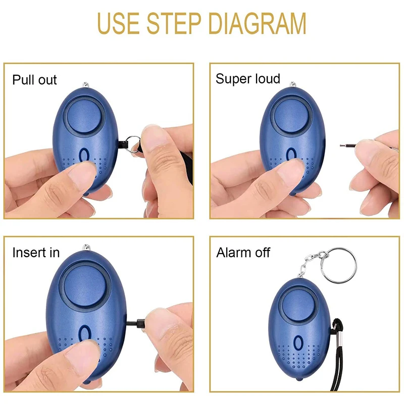 
China Supplier Factory Price 140dB Personal Anti-Attack Safety Keychain Alarm SOS Personal Alarms for Children with Led Light 