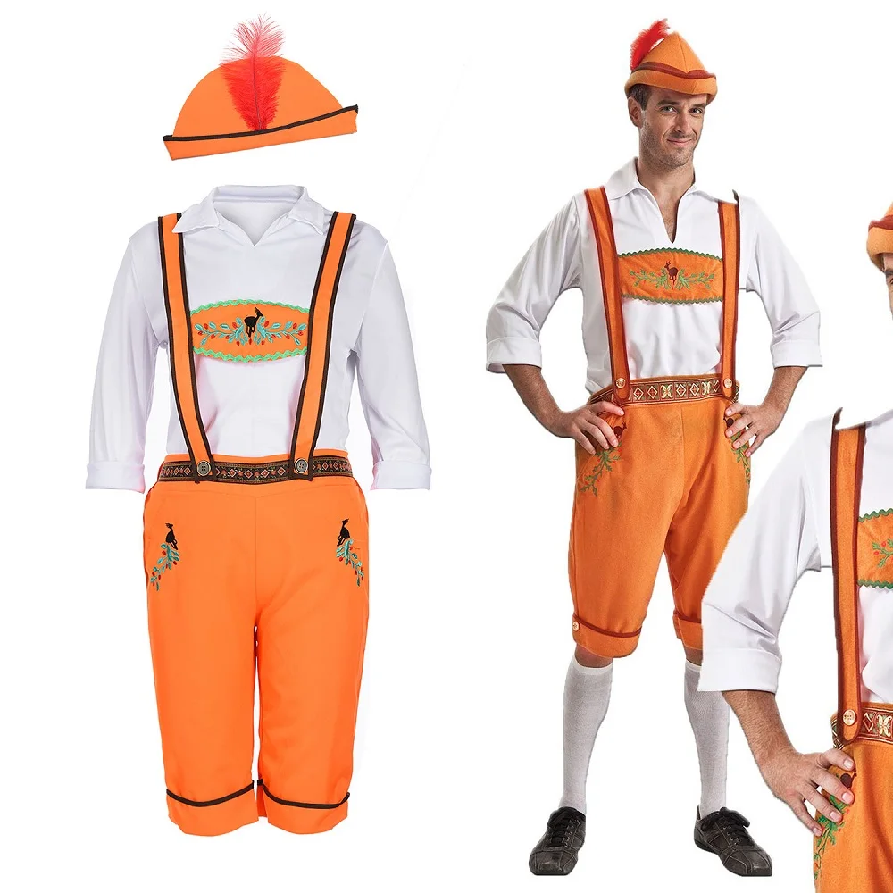 2024Y German Beer Adult Oktoberfest Men  Costume Set Include Shirt ,pants, hat