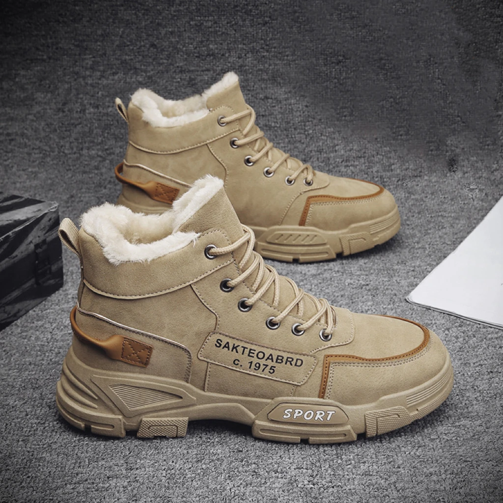 Factory OEM product latest fashion design winter warm high top ankle snow sports boots for men