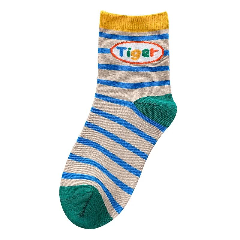 Daily school children socks fashion jacquard knit crew cotton socks for kids