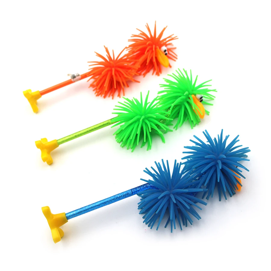 New design bird shape rubber silicone standing ball pen flamingo shape soft rubber animal pen