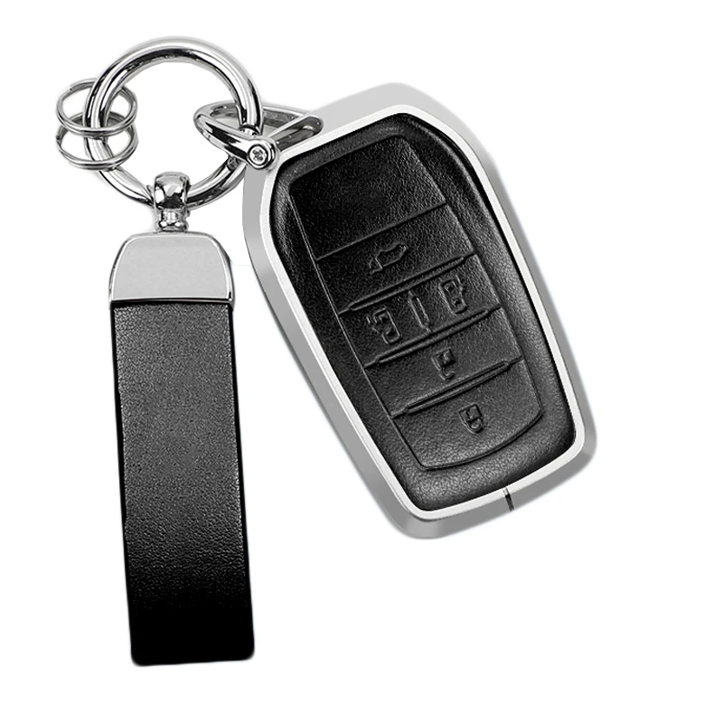 Оптовая продажа модный кожаный чехол для ключа автомобиля из алюминиевого сплава Toyota