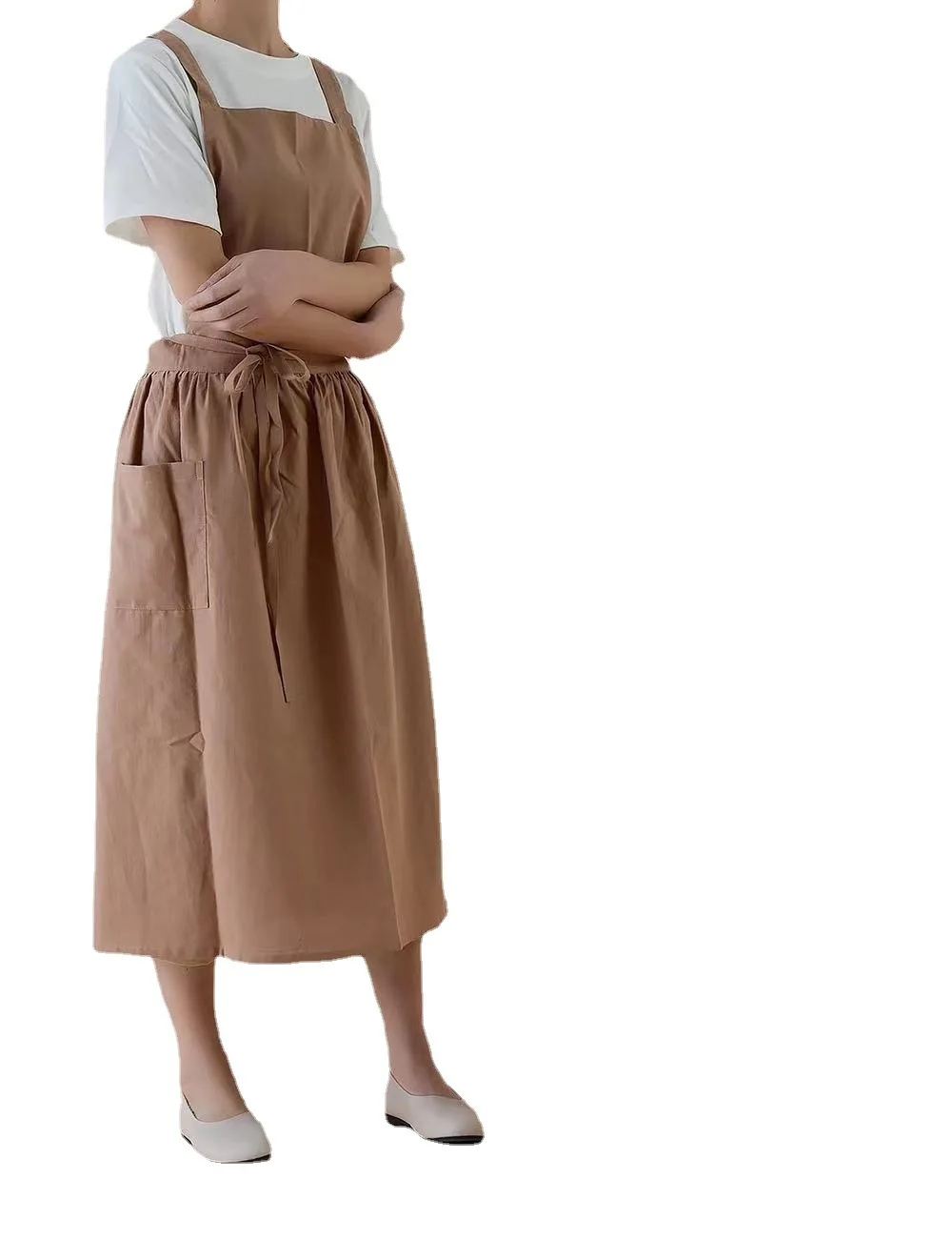 Ins Japan and South Korea waterproof linen cotton linen cross LACE APRON baking art gardening work apron