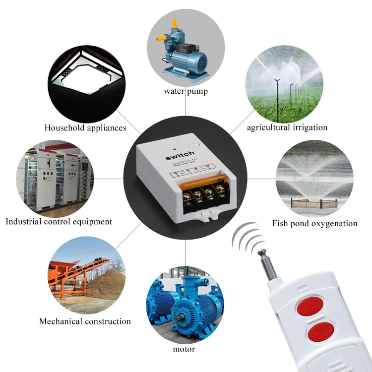 rf433 home Light 40A Relay 2 channel  intelligent dc12v 48v on/off smart Wireless Remote Control Switch for water pump and motor