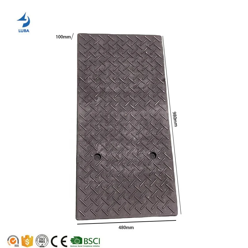 980*480*100mm High Quality Rubber Plastic Flooring Road Kerb Traffic Safety Curb Ramp
