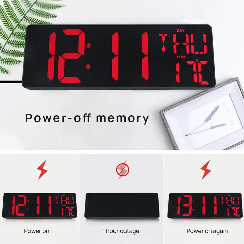 YIZHI Hot Selling Large Screen LED Display Electronic Clock with Temperature Date Week Display Chinese English Japanese