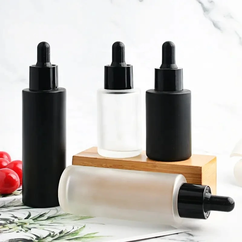 Wholesale 20ml 30ml 40ml 50ml 60ml 80ml 100ml Transparent Flat Shoulder Lotion Dropper Bottle Frosted Glass