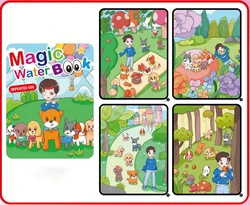 Water Coloring Book Reusable Painting Cartoon Animal Coloring Book Mess Drawing Painting Books