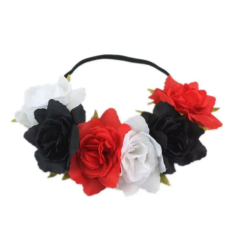 Baiyiyuan New Design Hot Sale OEM Big 6 Artificial Rose Beach Hair Accessory For Children