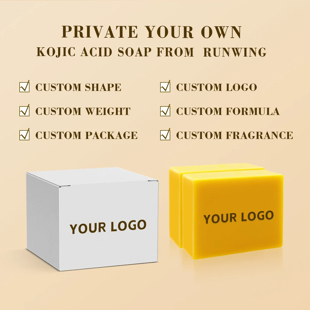Create Your Own Kojic Acid Soap Brand with Factory Price and High Quality Turmeric Bar Handmade Soap with Organic Formula