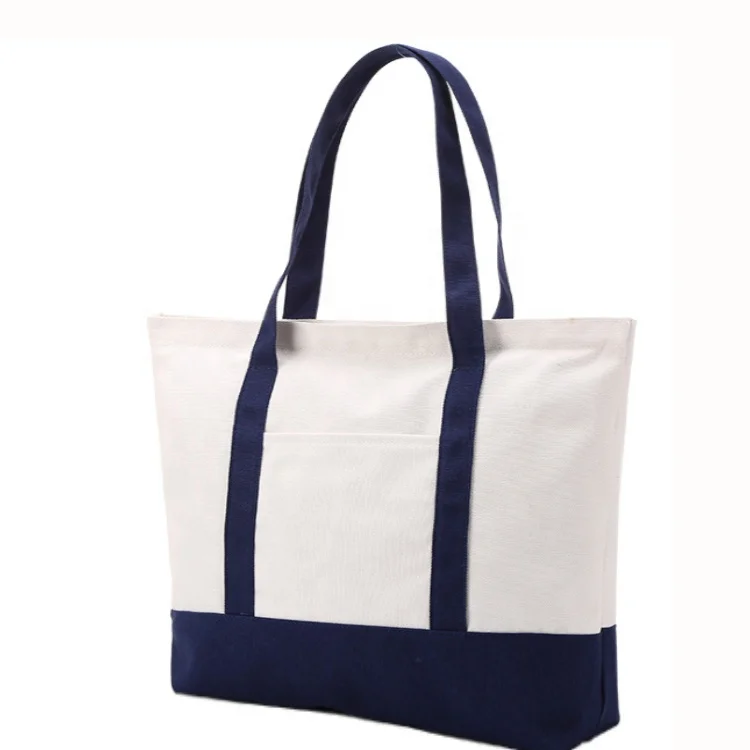 Custom Logo High-grade Canvas Foldable Shopping Bag Blank Environmental Protection Advertising Canvas Tote Shopping Bag