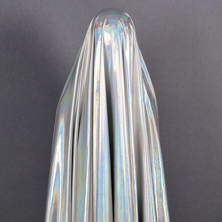 High Quality Laser Film Fabric 93% Polyester 7% Spandex Custom Luxury Fantasy Laser Satin Fabrics