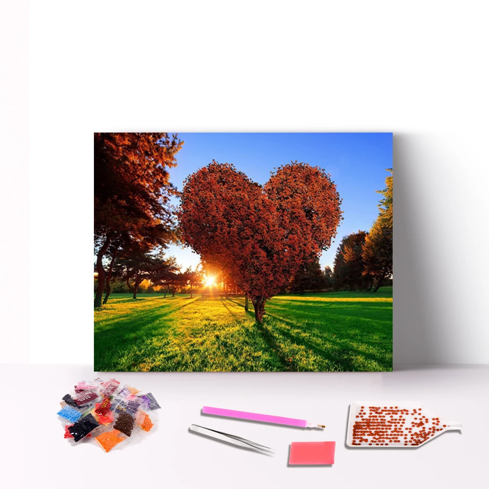 Fast Delivery Handmade Paintings Love Heart Tree Diamond Painting For Lover