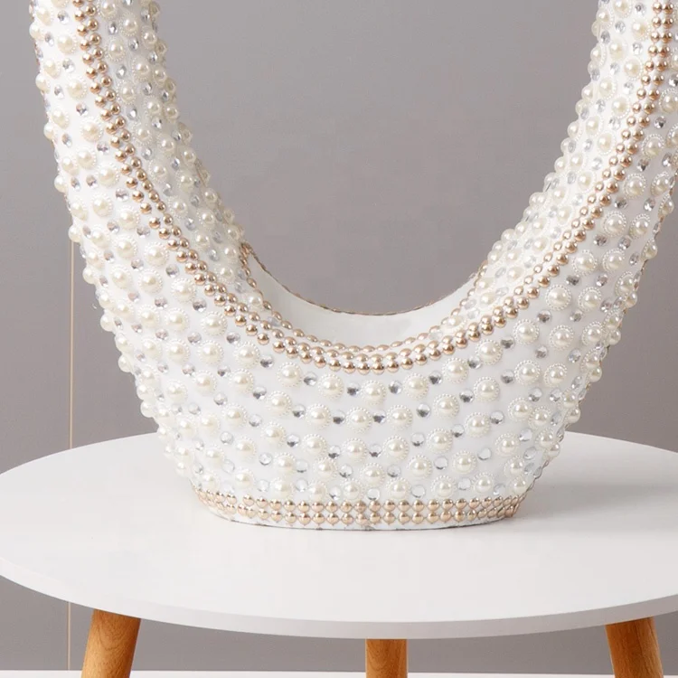 decorative modern silver white crystal glass vase home decor heart shape flower mirrored vase