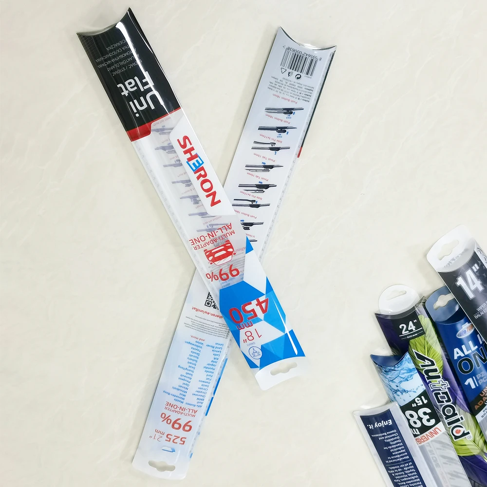 New design clear PVC PET PP plastic car windshield wiper blade pillow packaging box