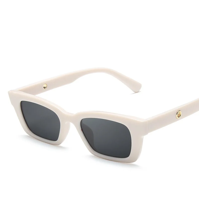 New trendy vintage small square frame metal hinge shine black internet celebrity woman sunglasses